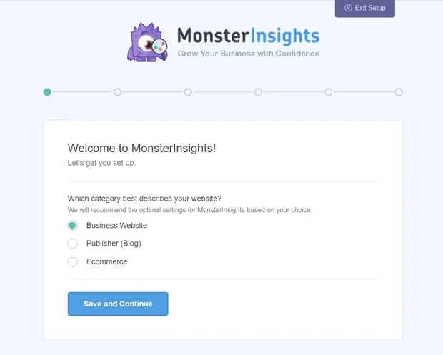 Мастер установки MonsterInsights