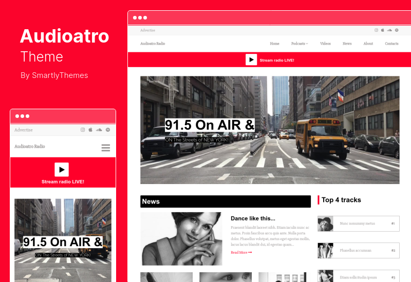 Audioatro Theme — многоцелевая аудио тема WordPress