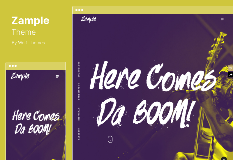 Zample Theme — свежая одностраничная музыкальная тема WordPress