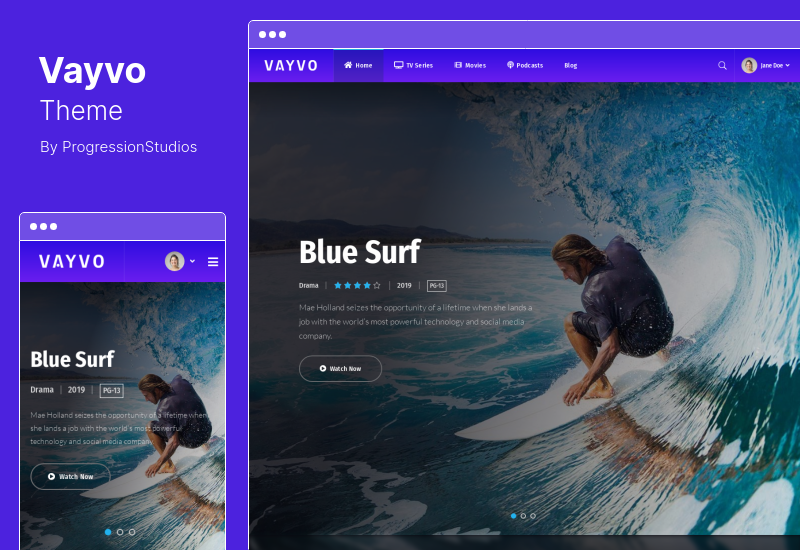 Тема Vayvo - Тема WordPress для потоковой передачи мультимедиа и членства