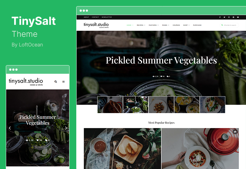 TinySalt Theme - Тема WordPress для личного блога о еде