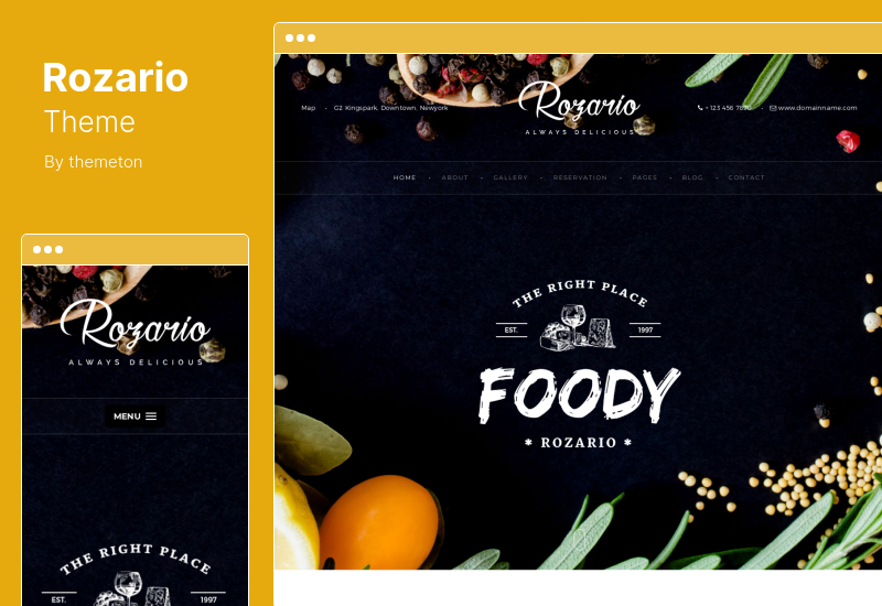 Rozario Theme - тема WordPress для ресторанов и продуктов питания