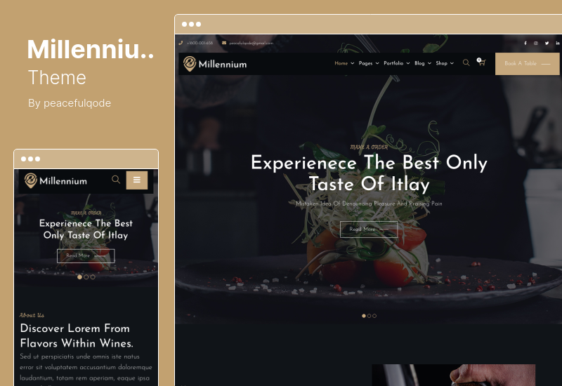 Millennium Theme - ресторан WordPress тема