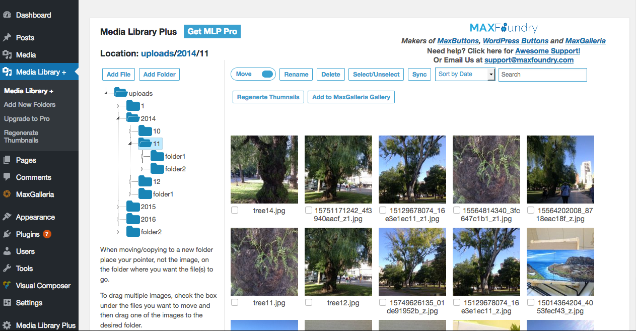 pda-wordpress-organize-media-in-folders-плагин