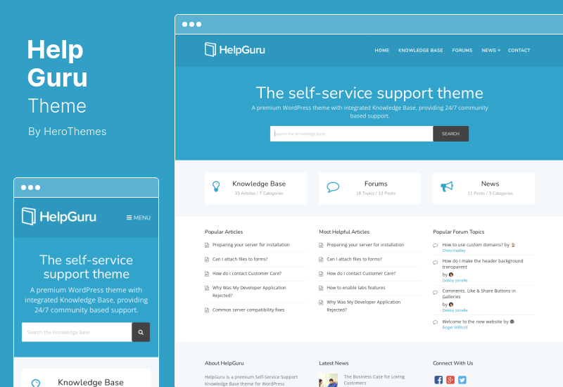 HelpGuru Theme — тема WordPress для базы знаний самообслуживания