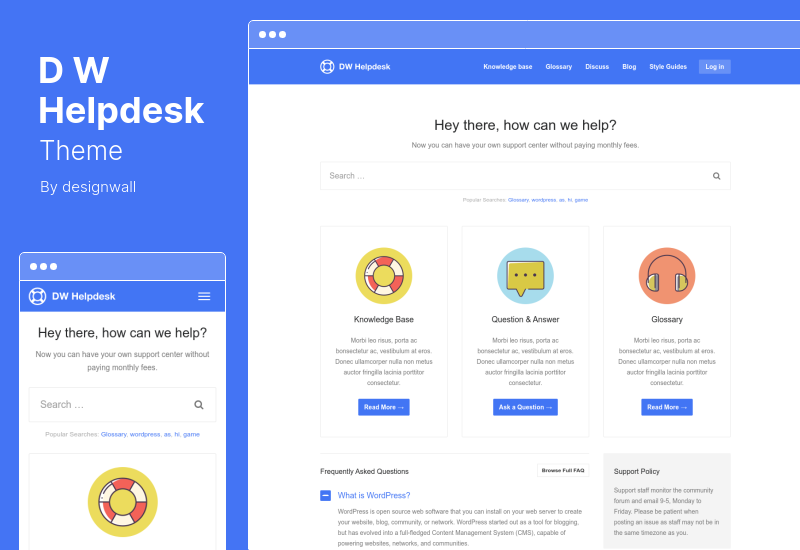 Тема DW Helpdesk — База знаний / Вопросы и ответы / FAQ Тема WordPress