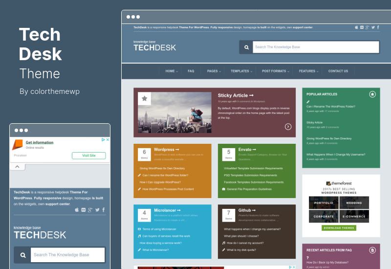 Тема TechDesk — адаптивная база знаний FAQ Тема WordPress
