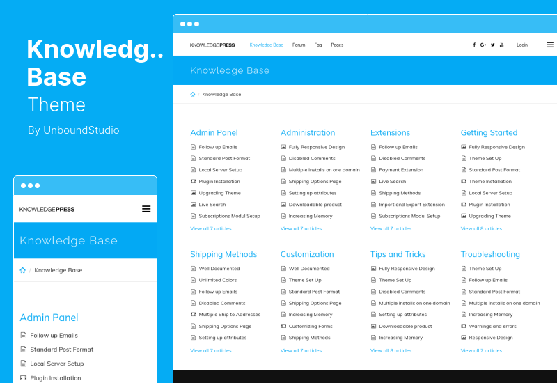 Тема Базы Знаний - База Знаний, Служба Поддержки, Вики и FAQ Тема WordPress