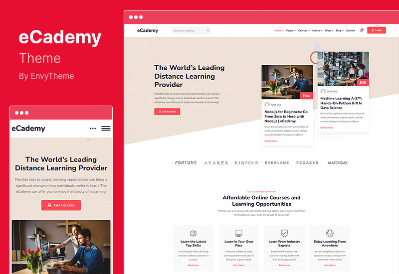 eCademy Theme — онлайн-курсы, коучинг и образование LMS WordPress Theme