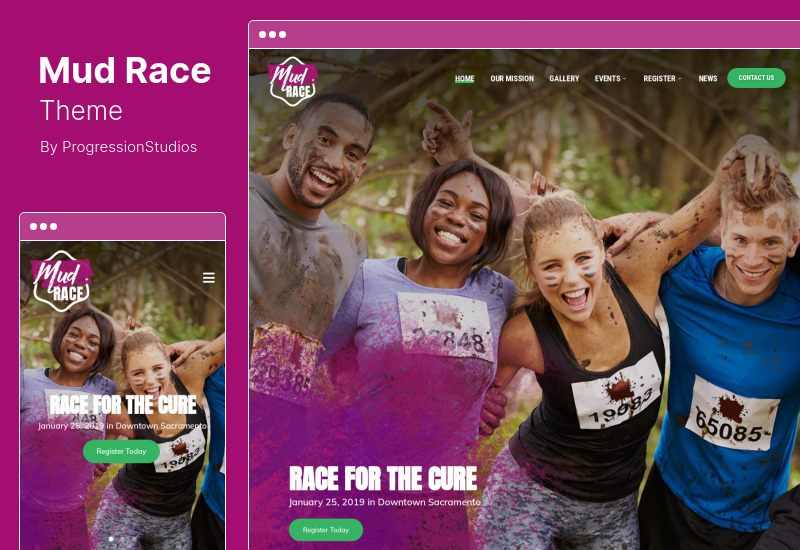 MudRace Theme — тема WordPress для сбора средств на одно мероприятие