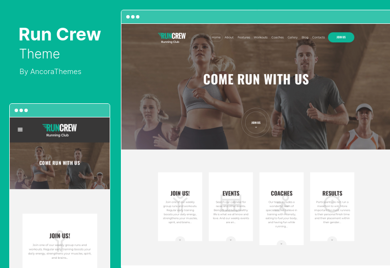 RunCrew Theme - Тема WordPress для бегового клуба, марафона и спорта