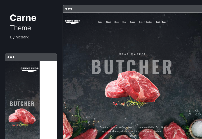 Carne Theme - Тема WordPress для мясной лавки и мясного ресторана