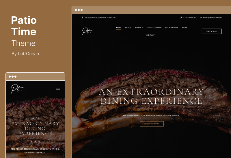 PatioTime Theme - WordPress тема ресторана