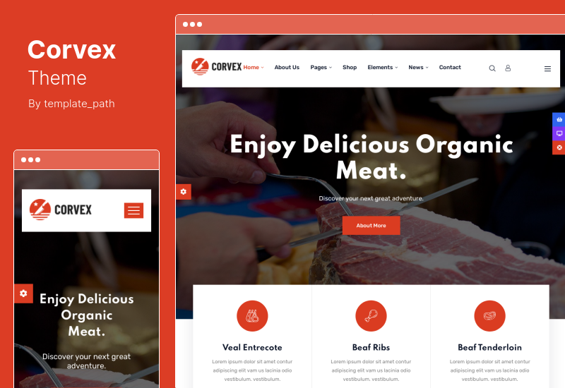 Corvex Theme - Тема WordPress для мясной лавки и мясной лавки