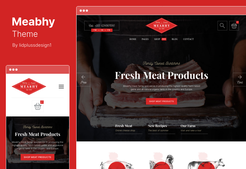 Meabhy Theme - Мясная ферма и продуктовый магазин WooCommerce Theme