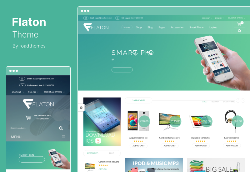 Flaton Theme - адаптивная тема для цифровой WooCommerce