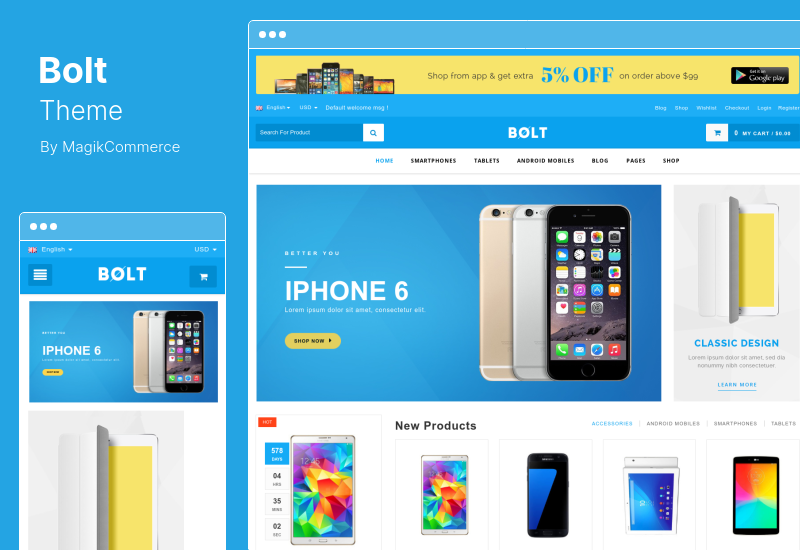 Bolt Theme - многоцелевая тема WooCommerce для магазина электроники, мебели, тренажерного зала и модной одежды