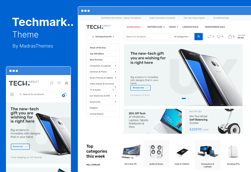 Тема Techmarket — Мультидемо и магазин электроники Тема WooCommerce