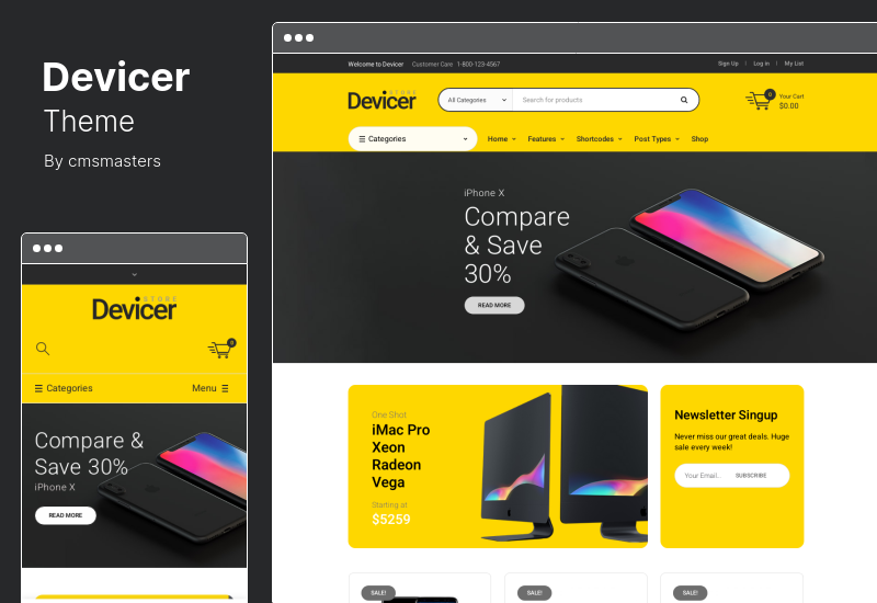 Devicer Theme — тема WordPress для магазина электроники, мобильных устройств и техники