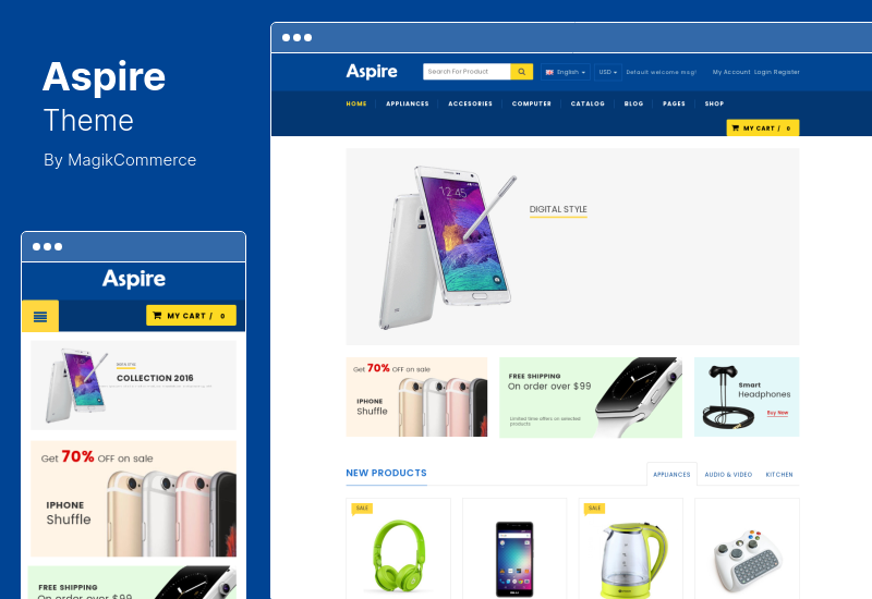 Aspire Theme - многоцелевая адаптивная тема WooCommerce