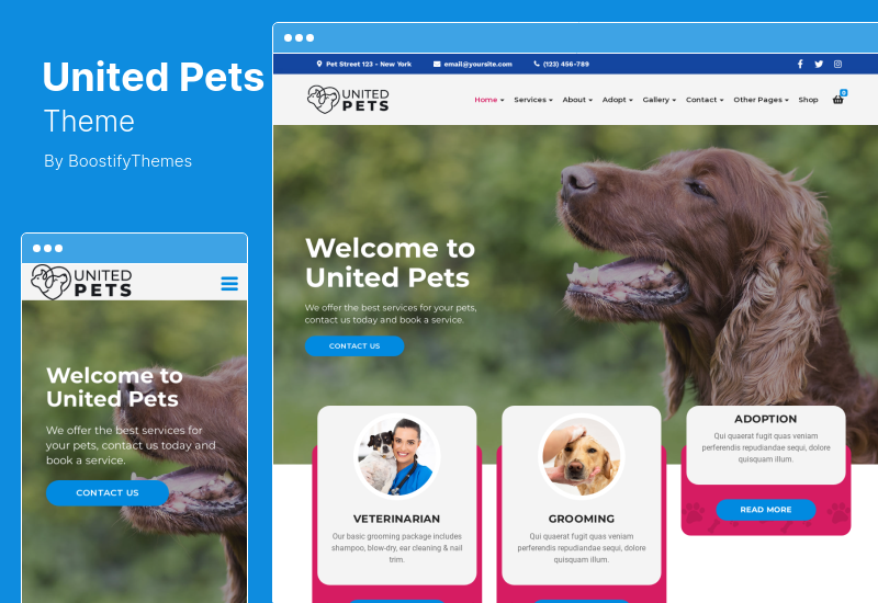 United Pets Theme - Tema de WordPress para tiendas de mascotas veterinarias