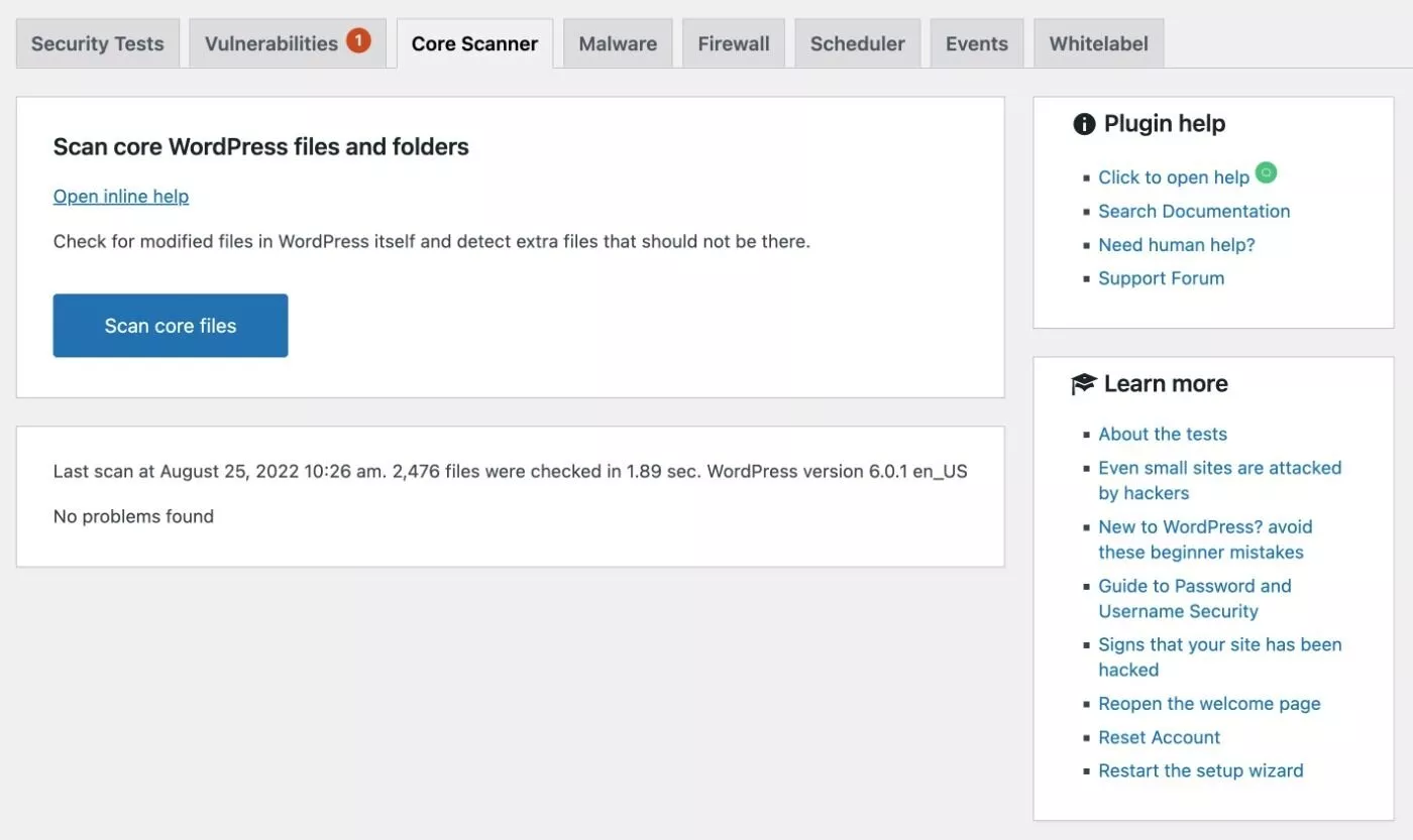 การสแกนแกน WordPress