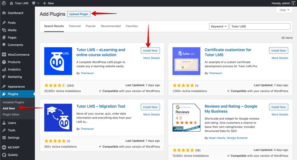 Installer Tutor LMS