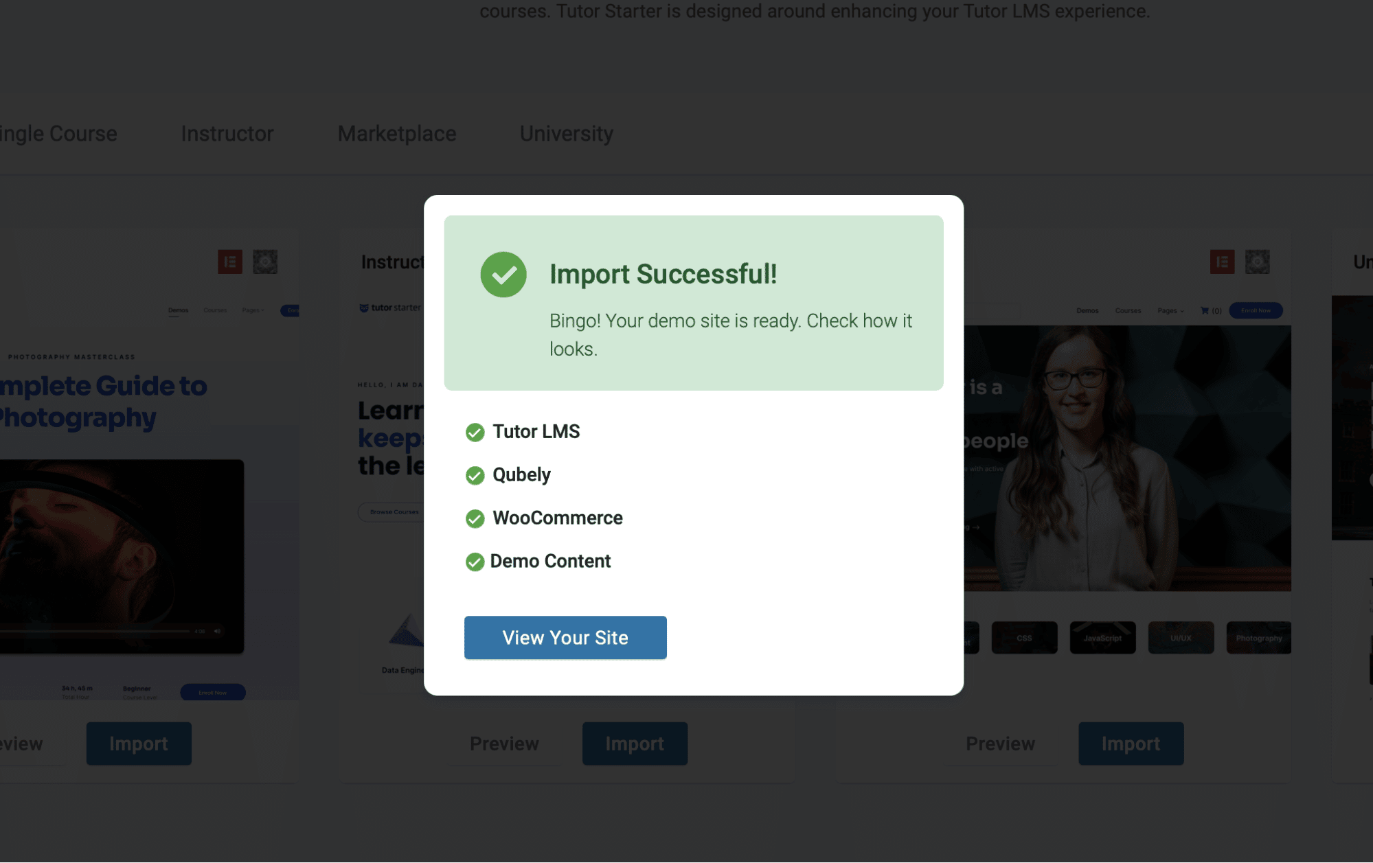 Site de démonstration importé de Tutor Starter