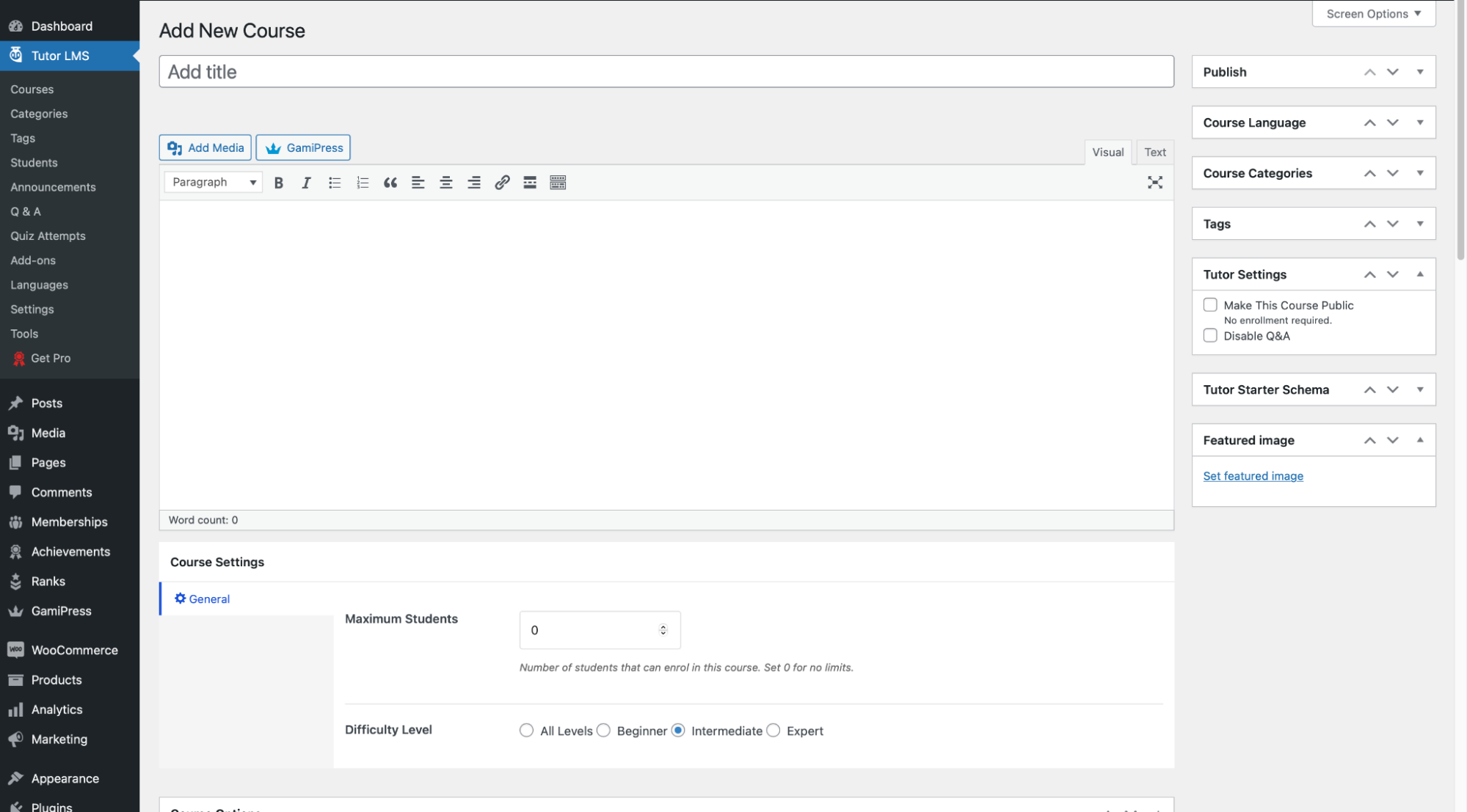Constructeur de cours backend Tutor LMS