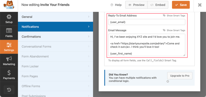 Componi la tua email di invito utilizzando HTML e campi intelligenti Compose Your Invitation Email Using HTML and Smart Fields