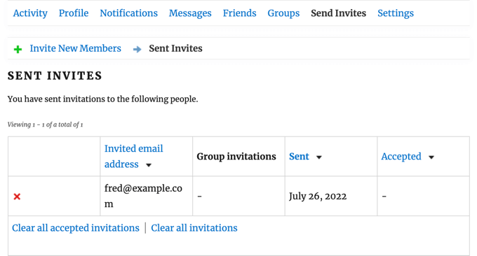 Gli utenti vedono un elenco di inviti che hanno inviato Users See a List of Invites They Have Sent