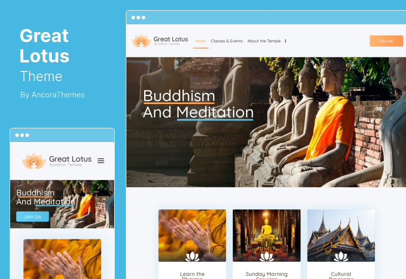 Great Lotus Theme - 東洋仏教寺院の WordPress テーマ