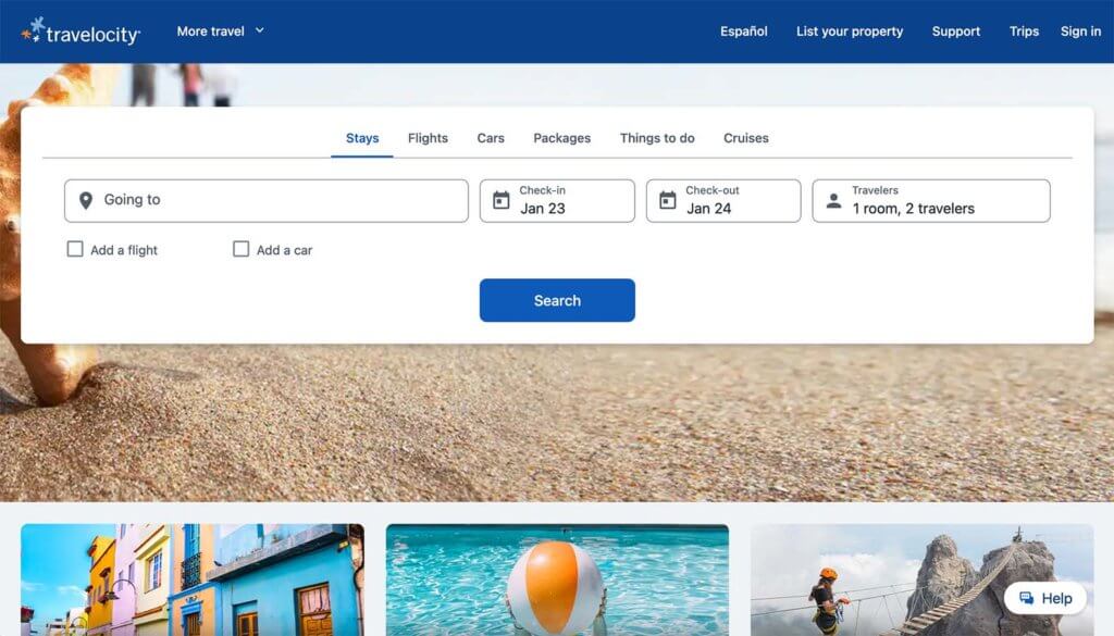 Travelocity 表單示例