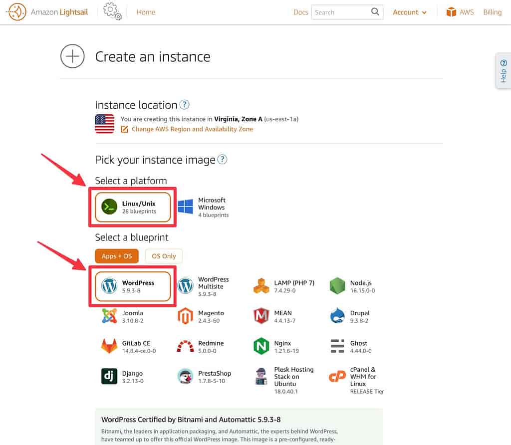Scegli il progetto WordPress