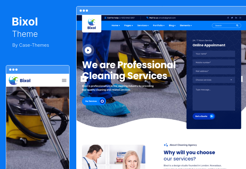 Bixol 主題 - 清潔服務 WordPress 主題