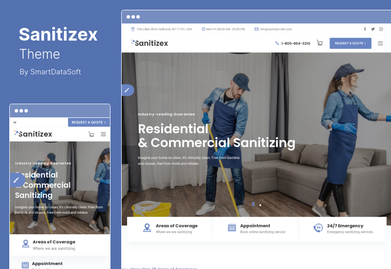 Sanitizex 主題 - 消毒和清潔服務 WordPress 主題