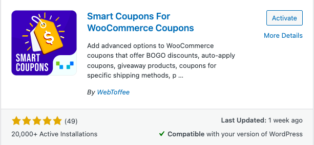 คูปองอัจฉริยะสำหรับปลั๊กอิน woocommerce ใน wordpress