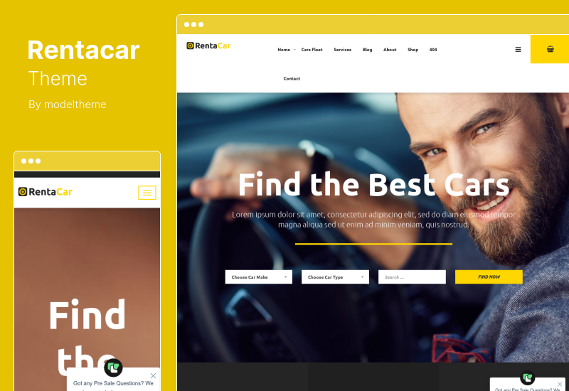 Rentacar Theme - Tema de WordPress para anuncios de alquiler de coches