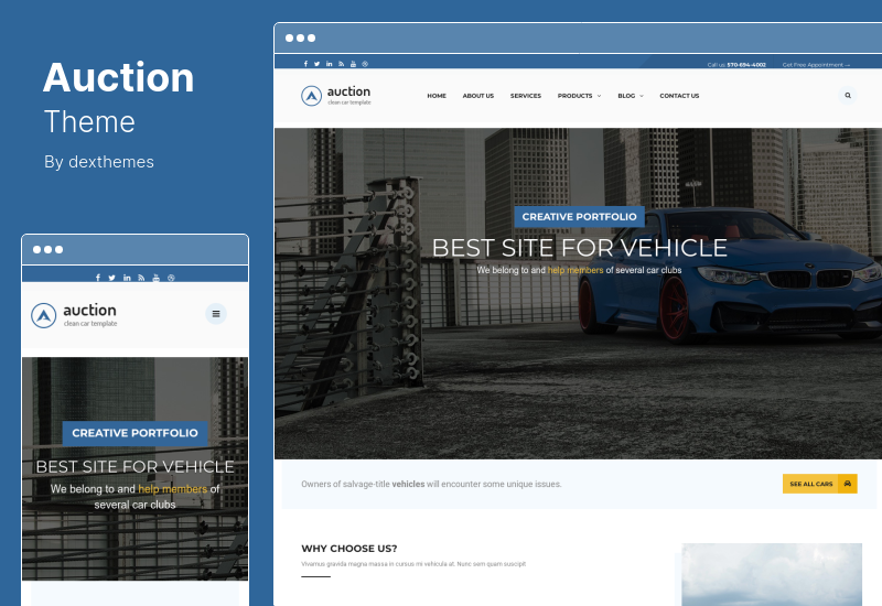 Tema de subasta - Tema de WordPress para concesionario de coches