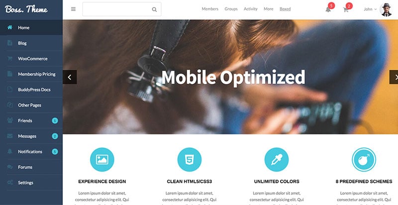 Boss — тема WordPress BuddyPress