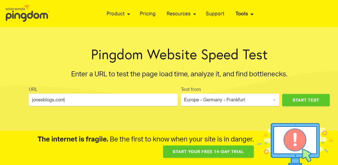 Скорость страницы WordPress — Pingdom