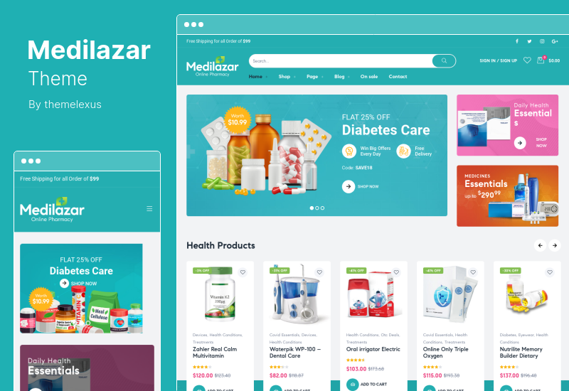Tema Medilazar - Tema WooCommerce medico della farmacia