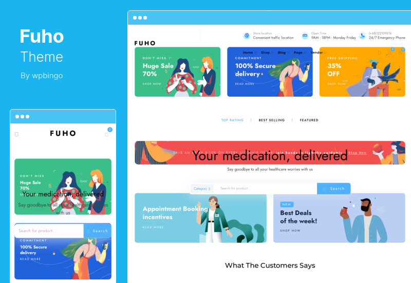 Tema Fuho - Tema WooCommerce del negozio di farmacia