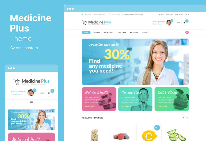 Tema Medicina Plus - Tema WordPress per farmacie e farmacie mediche