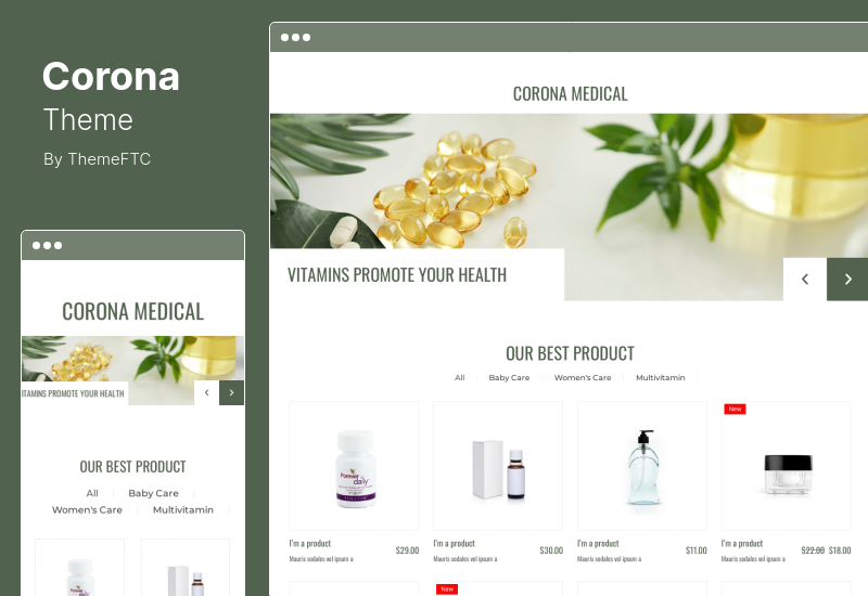 Tema Corona - Tema WooCommerce della farmacia medica