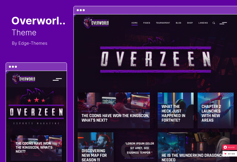 Overworld Theme - Tema de WordPress para eSports y juegos