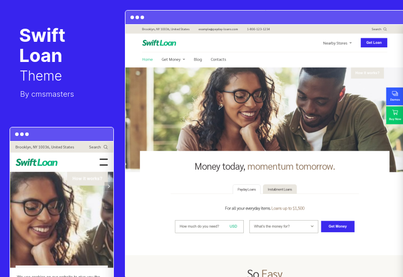 Swift Loan 테마 - Payday & Banking Finance WordPress 테마