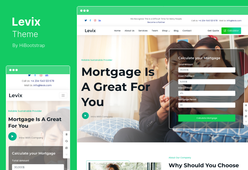 Levix 테마 - 부동산 모기지 WordPress 테마