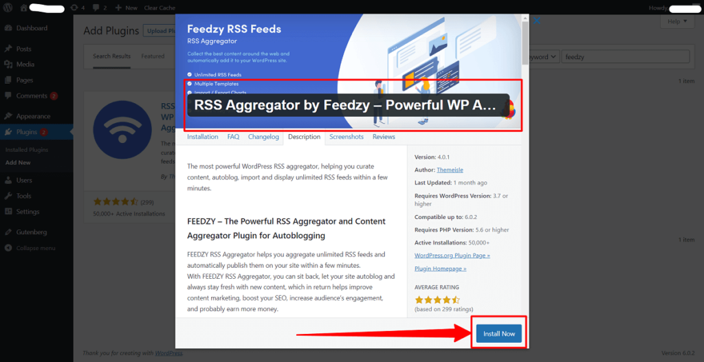 Feedzy로 RSS Aggregator 설치