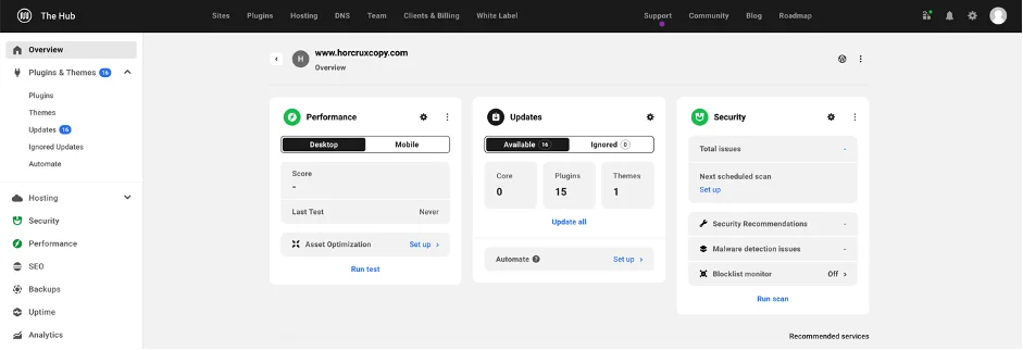 WPMU Dev Hub Dashboard'un ekran görüntüsü